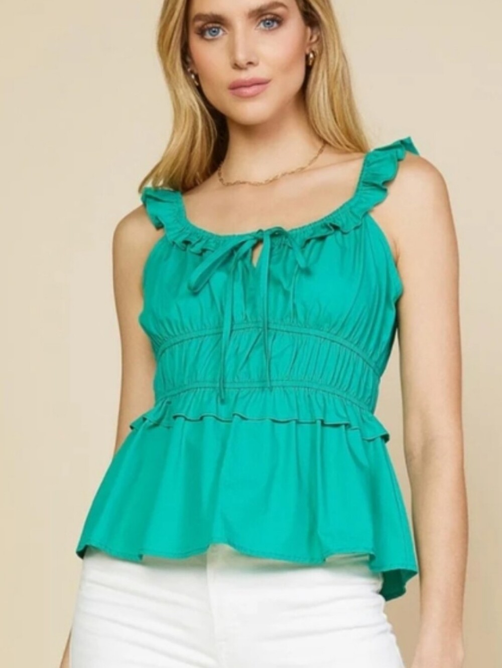 Skies are Blue Flirt Ruffle Smocked Top